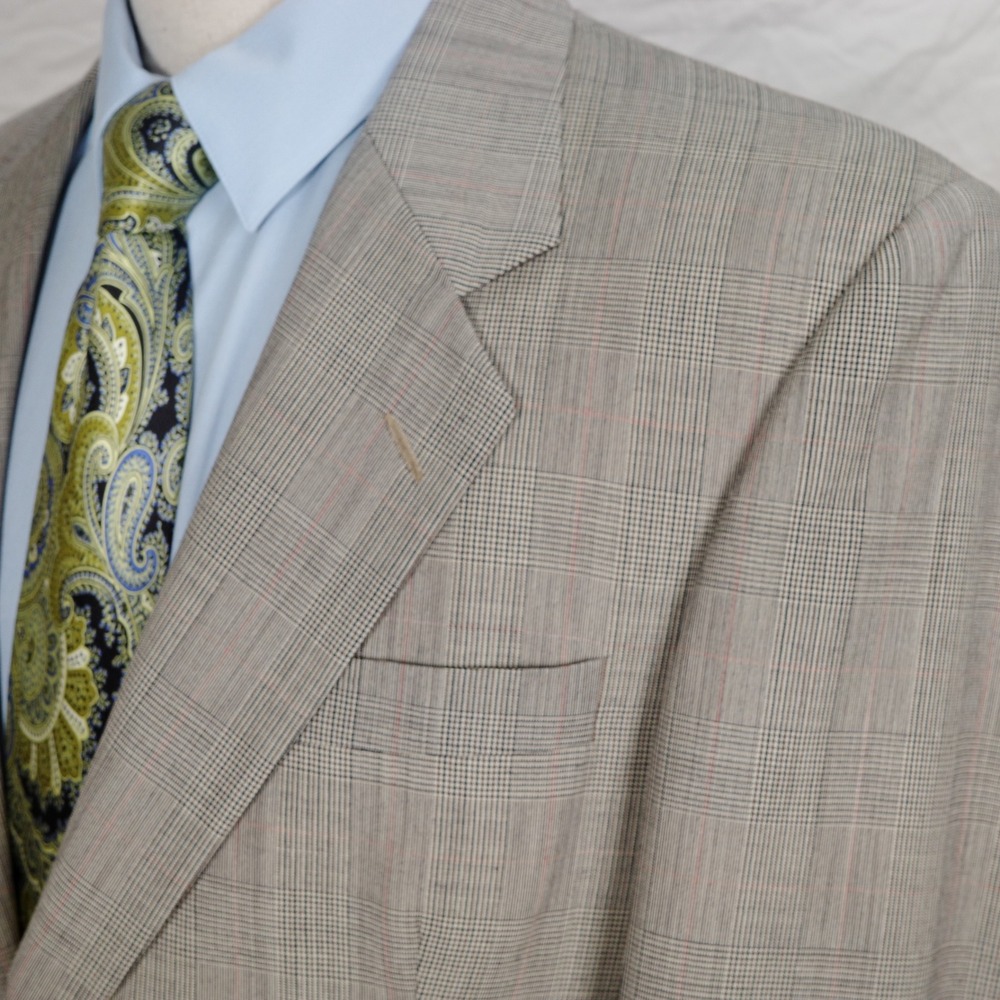 Jos A Bank Executive Suit Men 40R 31W 31L‎ Black Red Houndstooth Plaid Classic - Picture 2 of 16